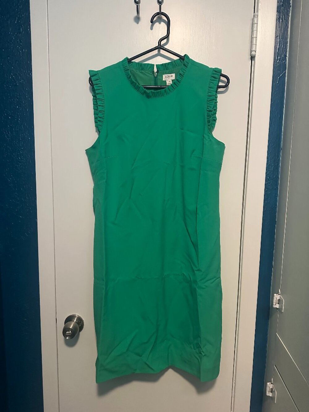 J. Crew Factory Ruffleneck Suit Dress in Kelly Green (NWT)